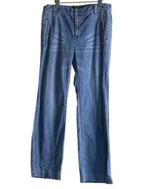 LRL Lauren Jeans Co. Flap Slant Pockets Low Rise Boot Leg Jeans Blue Size 10